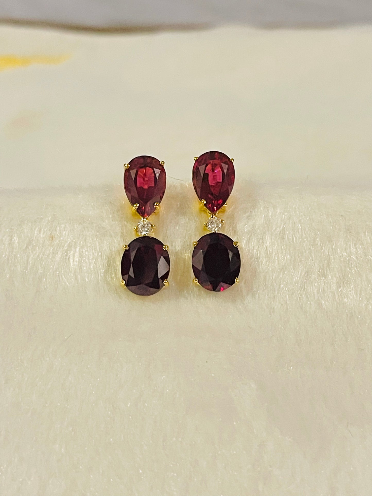 Garnet set in 14K Yellow Gold Settings