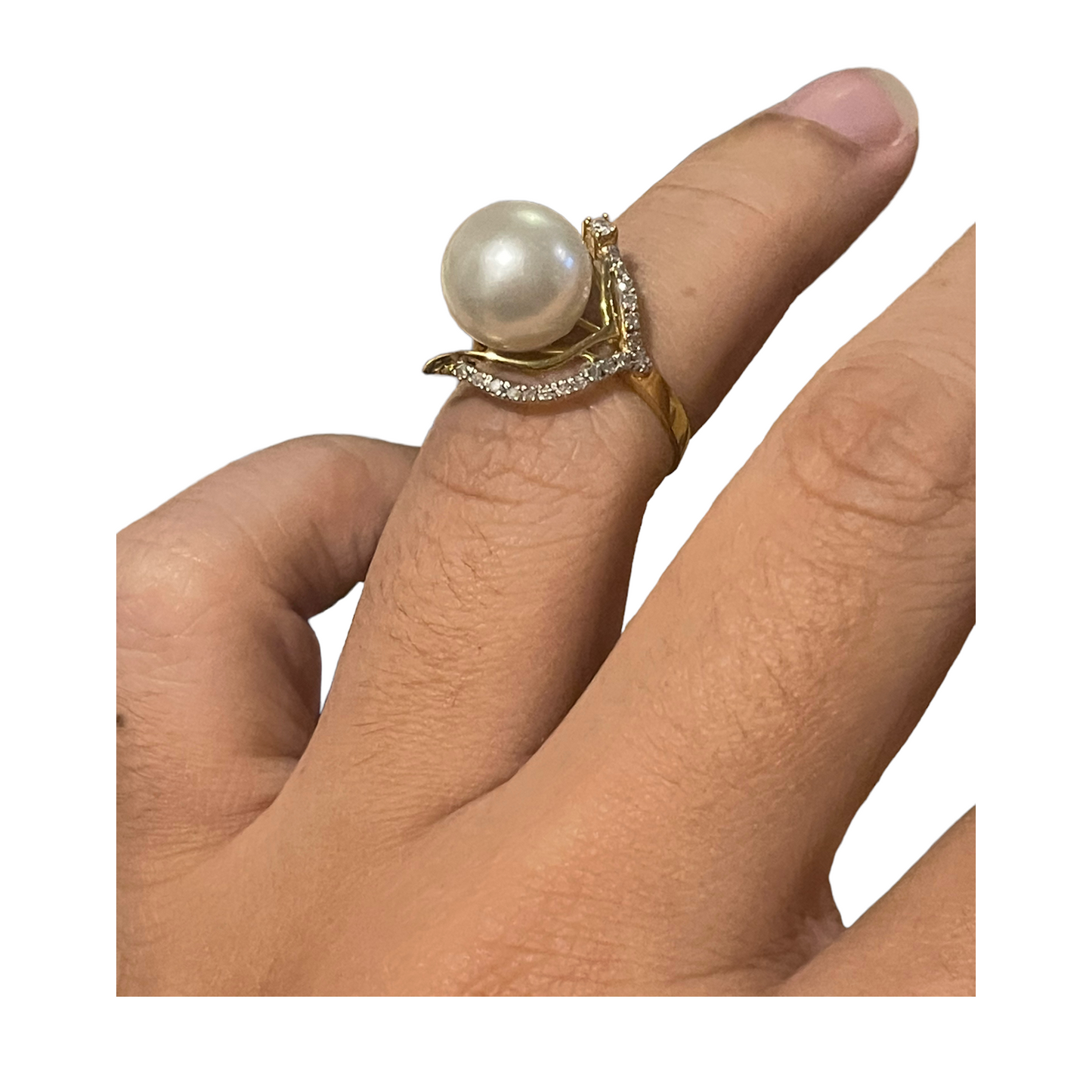 12mm White SSP 14K Gold with Diamonds