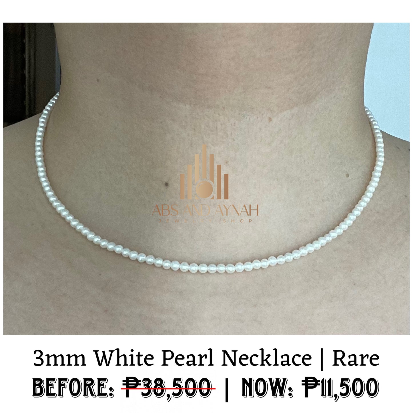 3mm White Pearl Necklace