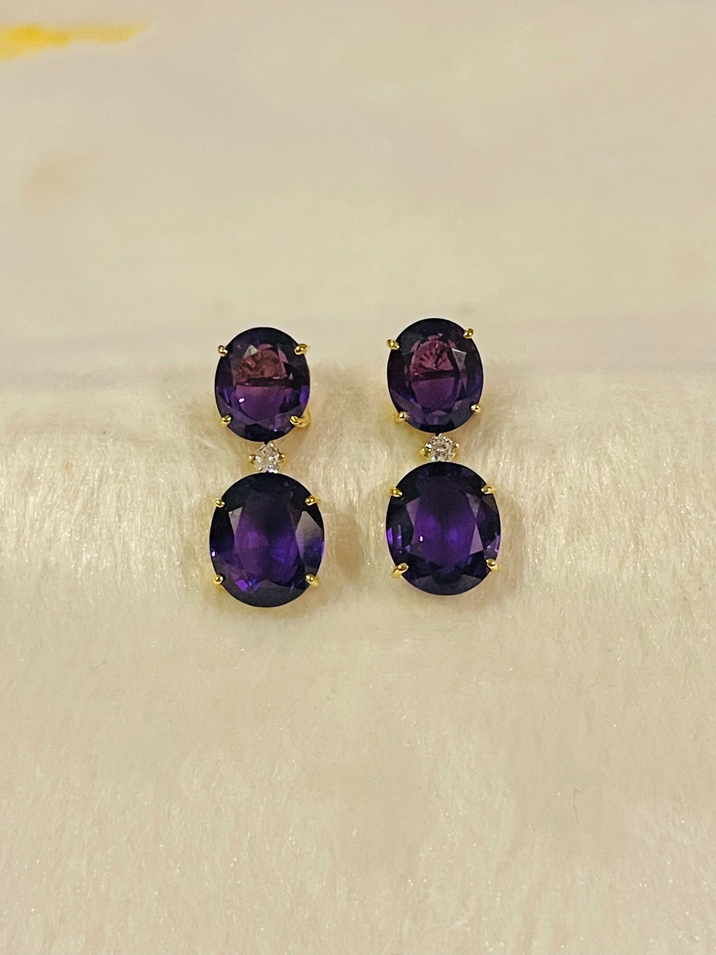 Amethyst set in 14K Yellow Gold Settings