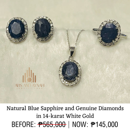 Natural Blue Sapphire with Diamonds