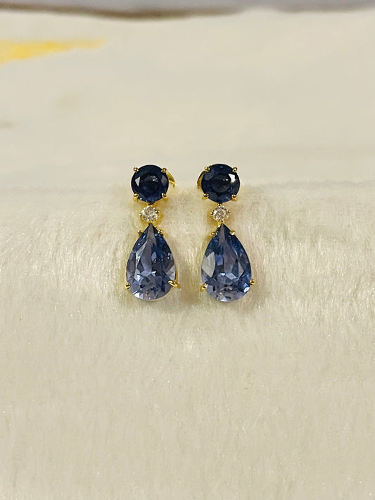 Blue Sapphire set in 14K Yellow Gold Settings