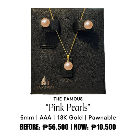 Pink Pearls Set in 18K Gold