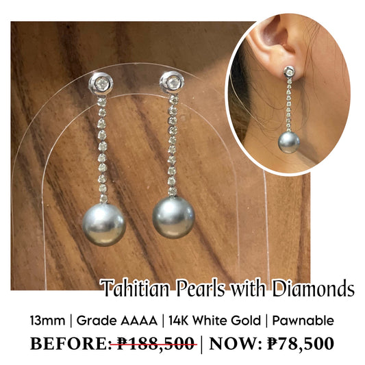 Tahitian Pearl Earrings with Diamonds