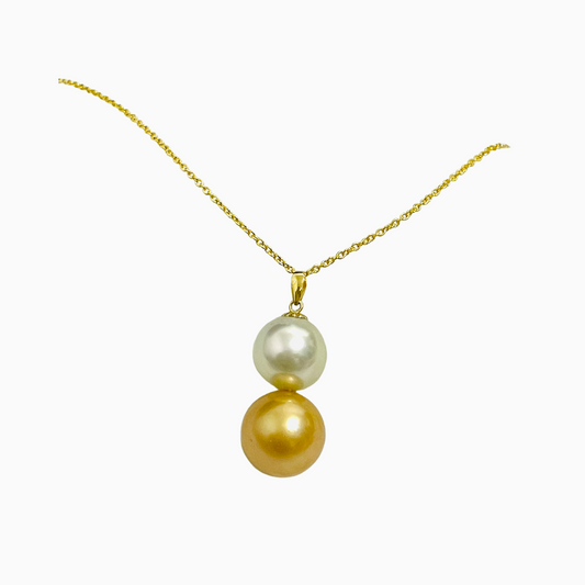 White & Golden South Sea Pearls in 14K Gold