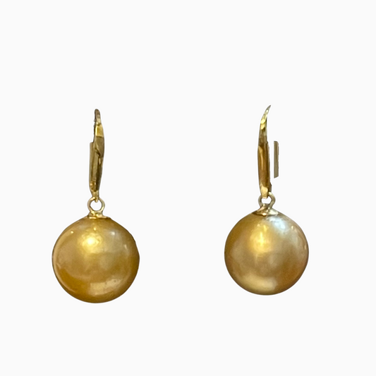 12mm Champagne South Sea Pearls in 14K Gold
