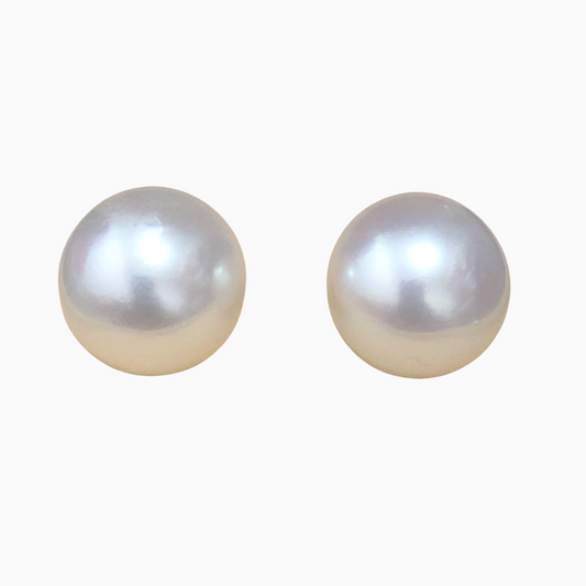 9mm-10mm White South Sea Pearls in 14K Gold